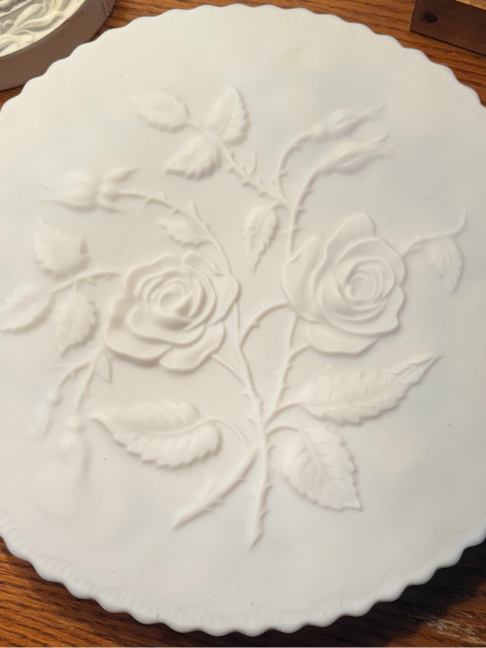 Vintage Imperial Glass white milk glass cake plate